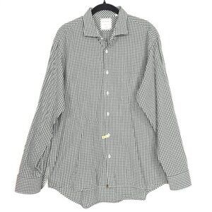 BILLY REID Men's Shirt LARGE Standard Cut Gingham Check Black White Plaid Cotton